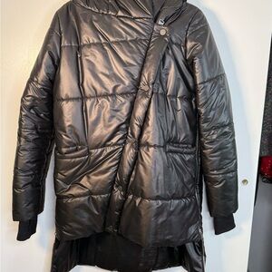 NEW Winter Asymmetric Quilted Black Hooded Extra Warm Coat Waterproof
